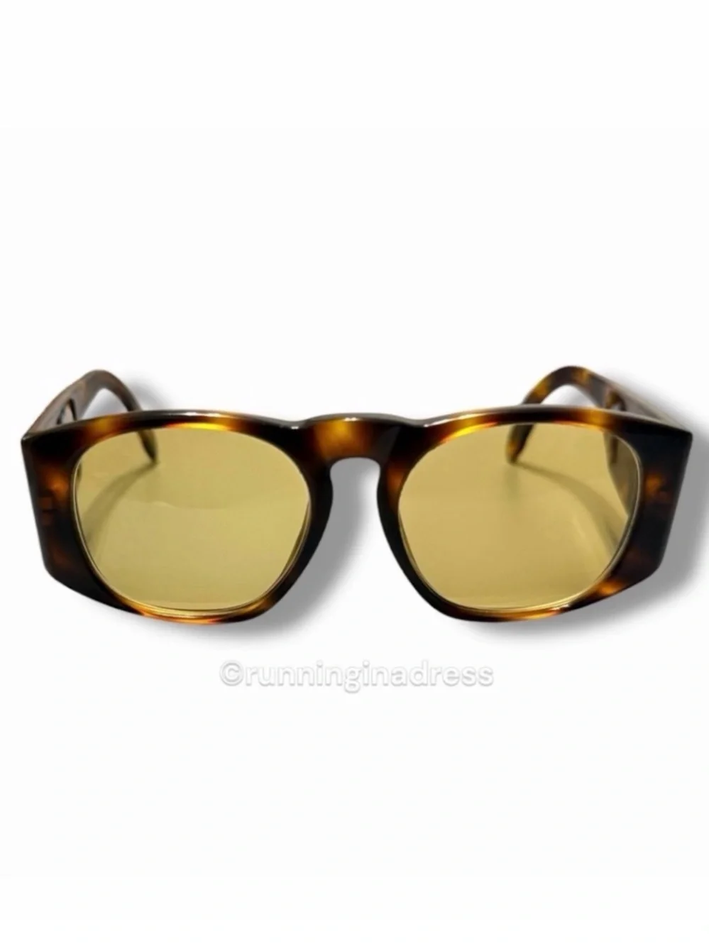 Vintage Chanel 01450 Quilted Sunglasses Tortoise Amber Lens SS 1991 Runway